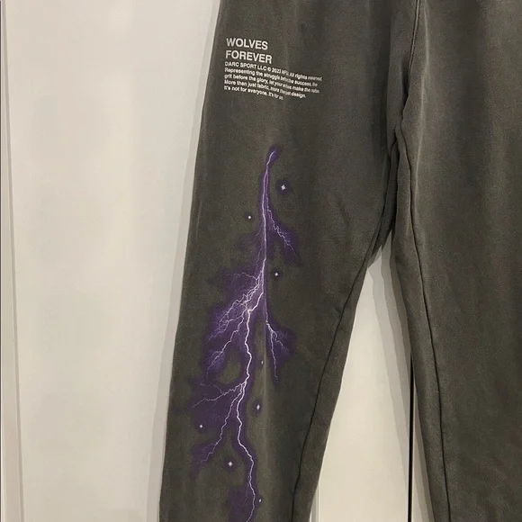 Darc Sport Gray Pants with Purple Lightning Design - Picture 3 of 5